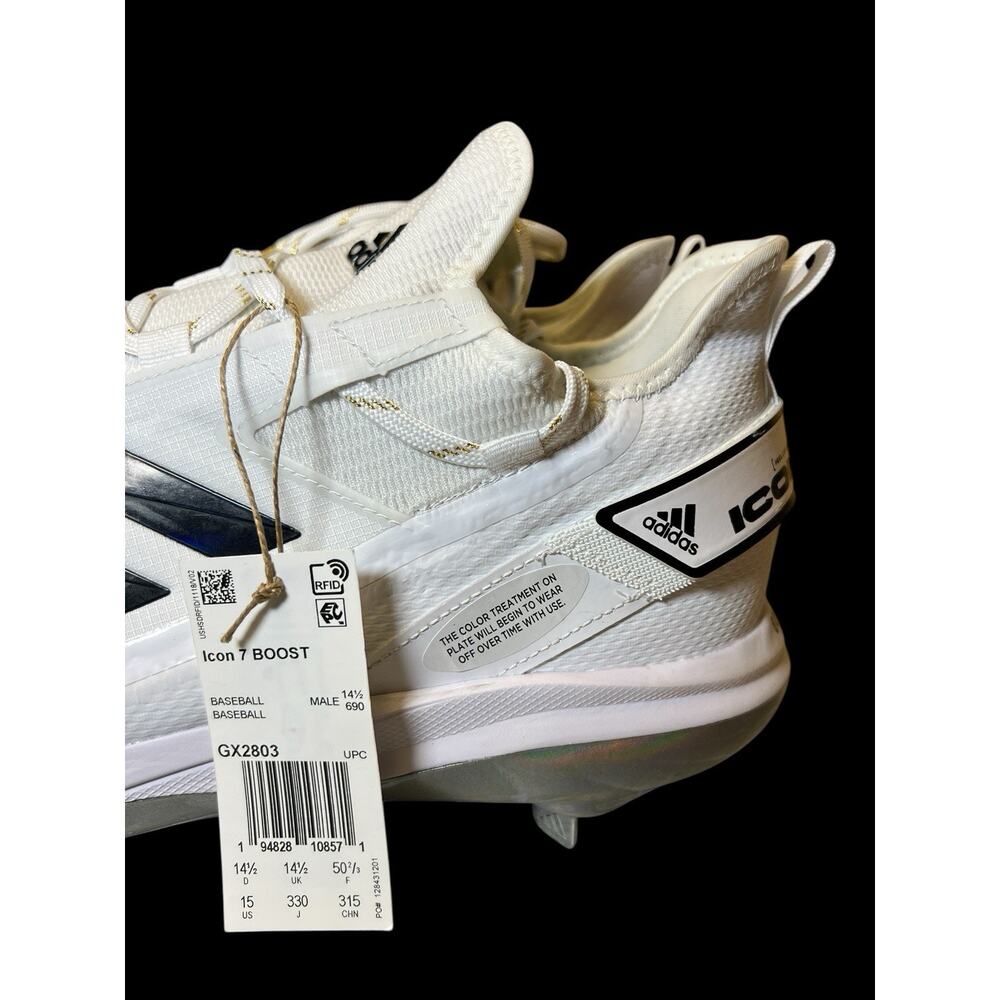 New Adidas Icon 7 Boost Baseball Metal Cleats‎ White Black Mens Size 15 GX2803 - Picture 3 of 10